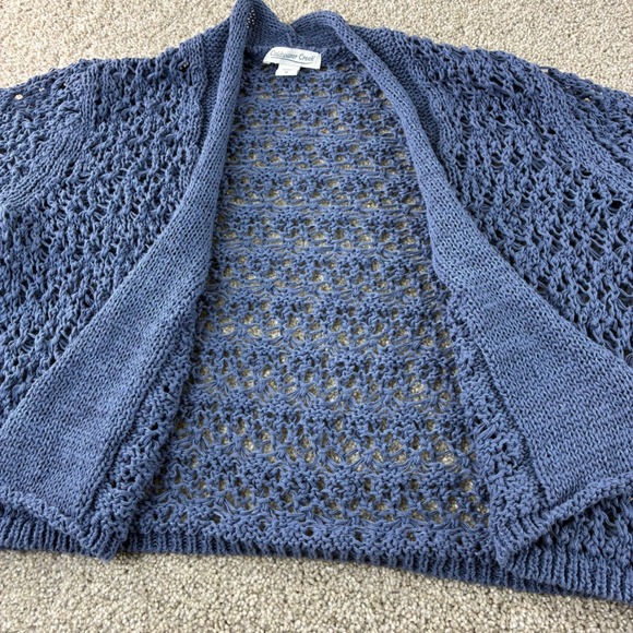 Coldwater Creek Womens Open Knit Cardigan Sweater Blue‎ Short Sleeve Size M - Picture 7 of 10
